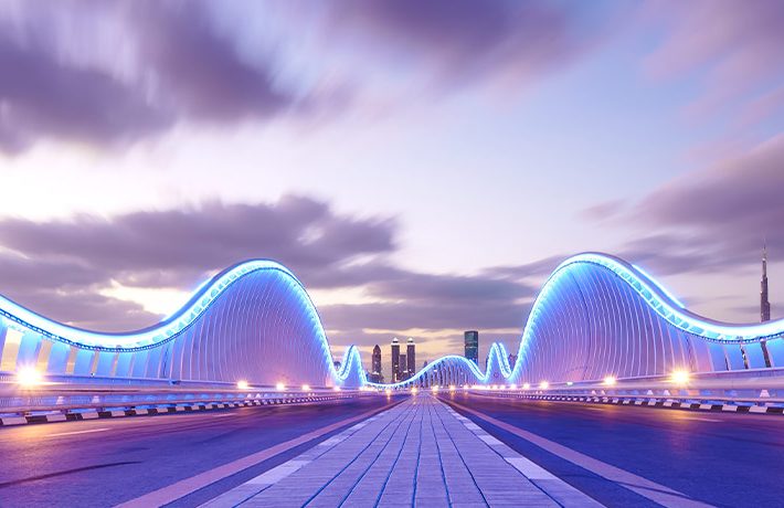 Meydan Bridge Dubai at Night