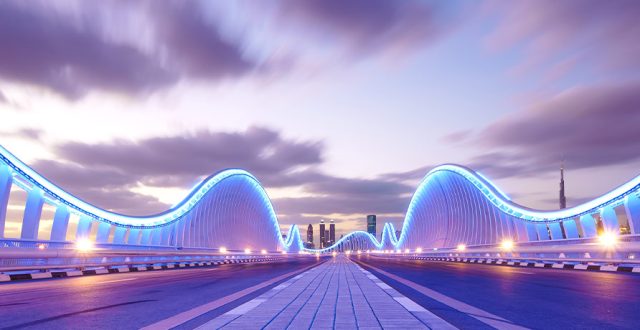 Meydan Bridge Dubai at Night