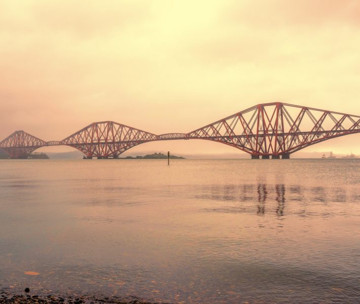 Digital bonds and blockchain represented by the shape of the Firth of Forth Railway Bridge FX algo execution